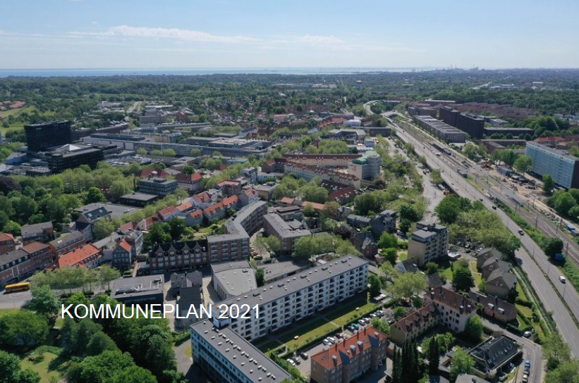 Dronefoto af Lyngby-Taarbæk Kommune med tekst